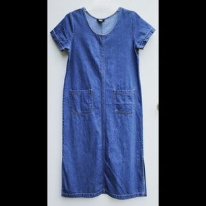 Vintage Boston Classics Denim Maxi Dress Short Sleeve Size 10